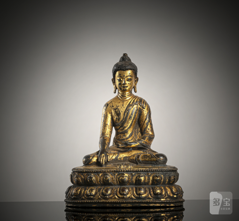 A GILT-BRONZE FIGURE OF BUDDHA SHAKYAMUNI